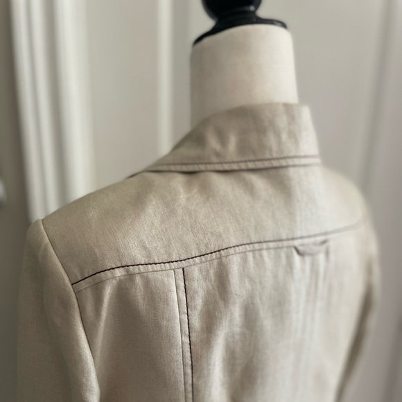 💯% Linen Silver Thread Embroidered Wood Beaded Blazer - 10 - Picture 10 of 13